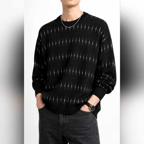 Britches Other - Britches Vintage Knit Sweater Mens Large Black Pattern Crewneck Acrylic Wool Ble